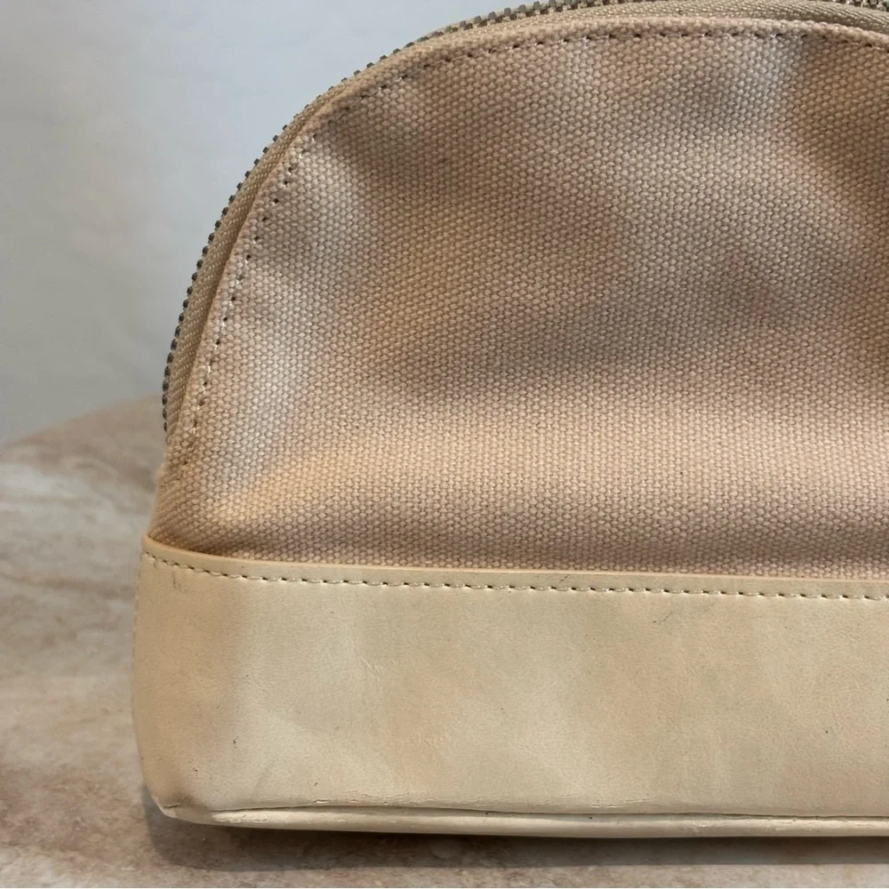 Chloe rounded linen and pleather cosmetic bag